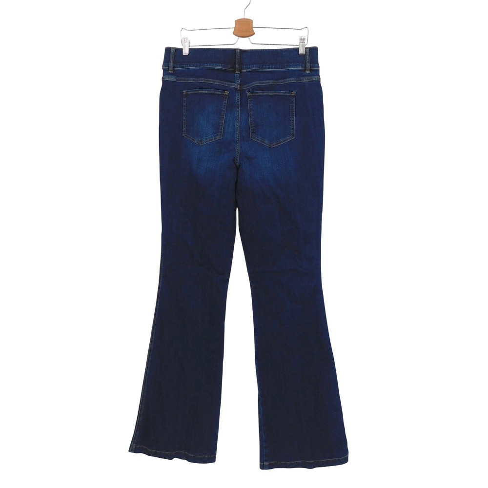 Spanx Flare Jeans Midnight Shade Dark Blue Pull On High Rise 1X Tall 20327T - Picture 2 of 5